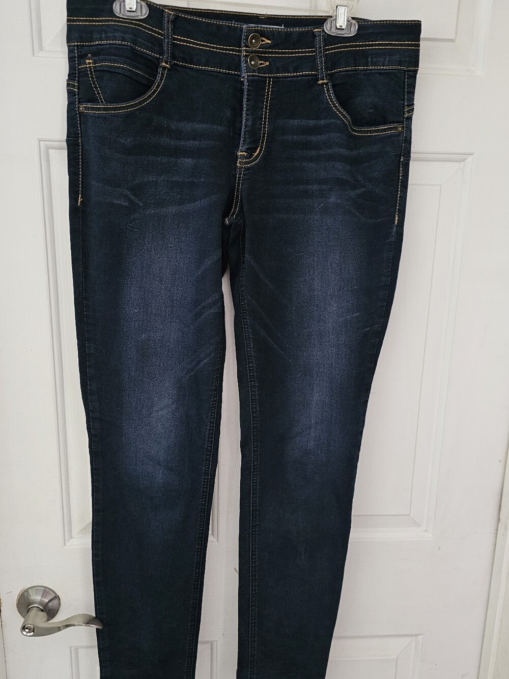 Rewind Dark Indigo Skinny Jeans with Contrast Stitching